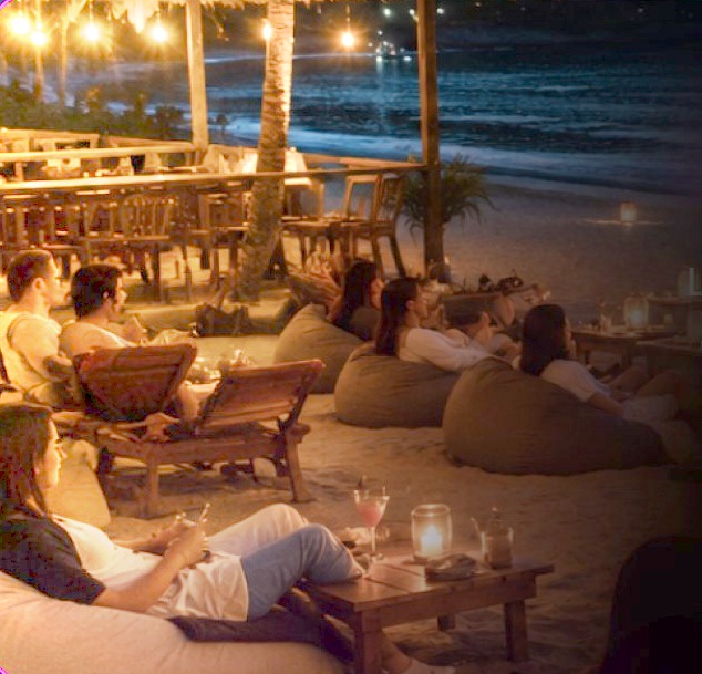Group seating on the beach at Beach Bums, Hewitt, TX